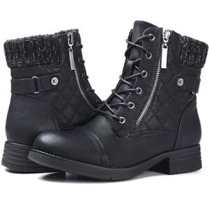 STQ ECO Friendly Black Round Toe Ankle Motorcycle Boots Womens size 11